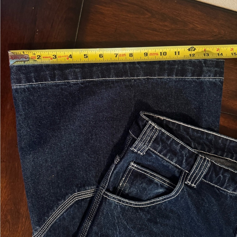 Edikted Dark Blue Wide Leg Flare Jeans - Picture 11 of 13
